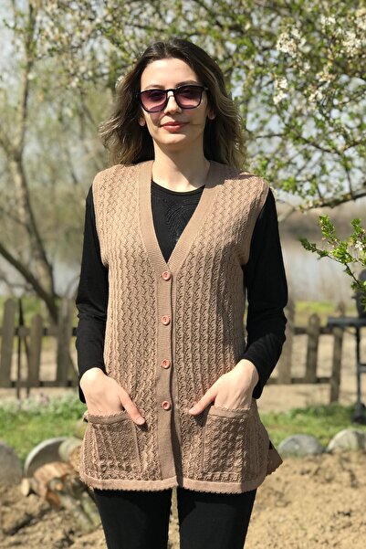 Dinçerler tekstil Kadın Dügmeli Merserize Yazlık Fileli Zincir Desen Anne Yelek