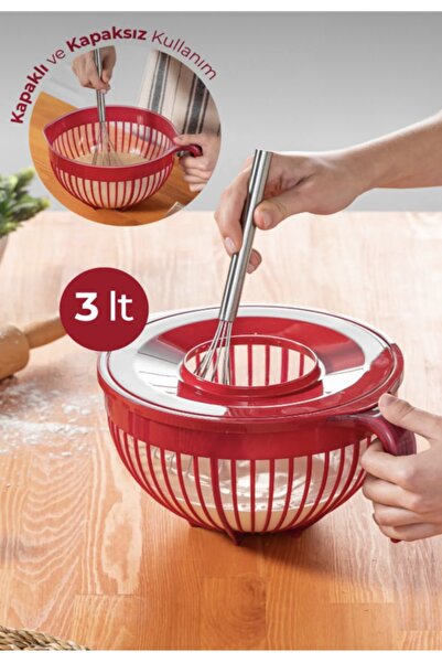 KÜÇÜK EW Mixer Bowl with Lid| Dough Mixing Container 3 Liters