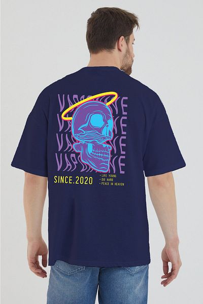 DEEPSENCE Men's Oversize T-shirt Vapoewawe Back Print Navy Blue