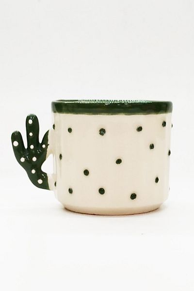 Otogar Çini 6 Pieces Cactus Cup - Hand Made Ceramic 150 Ml Tea, Duble Coffee, Espresso, Neskafe Cup