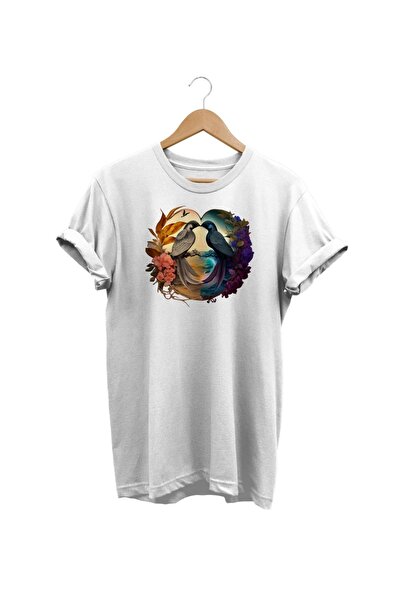 WİDİ Ptica Štampano Bela T-shirt