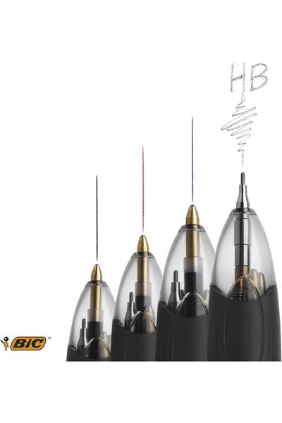 Bic قلم حبر جاف متعدد الوظائف 3+1/قلم Hb متعدد الاستخدامات + رأس قلم Hb مقاس 0.7 مم
