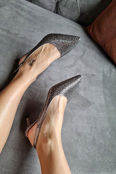 Topukla Footwear 036 1313 Topukla Kadın Taşlı Alçak Topuklu Stiletto Abiye Ayakkabı