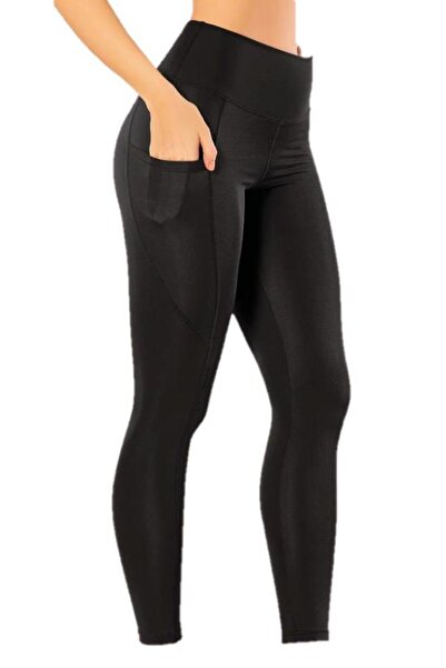 KOTA Colanți lungi Disco cu talie înaltă, cu buzunar, negru 4106
