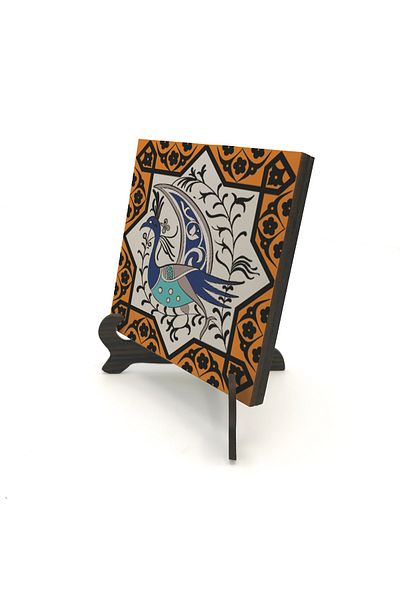 Sadrazam MDF Desktop with Peacock Figure and Anatolian Seljuk Star Motif Printed
