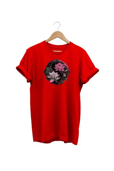 WİDİ Floral Printed Red T-Shirt
