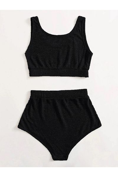 Fancy&Dancy Women's Black Camisole Fabric Shorts Set