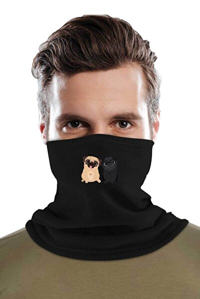 herotasarım Зимовий пухнастий шарф з принтом Pugs - Шарф Bll3567