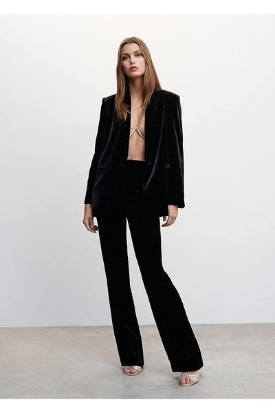 MANGO Woman Velvet Blazer Jacket