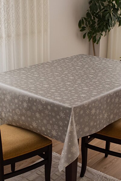 decorekor Astarlı Silinebilir Hijyenik Kar Tanesi Desenli Muşamba Pvc Masa Ör...