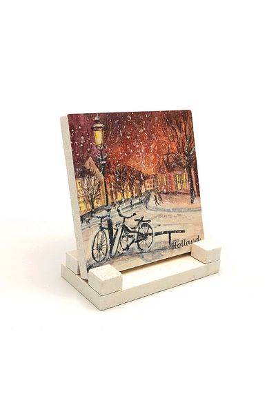 Sadrazam Natural Stone Desktop with Dutch Bicycle Image Printed