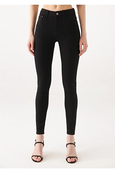 SANTA BELLA بنطلون جينز نسائي أسود ضيق من الليكرا لا يبهت