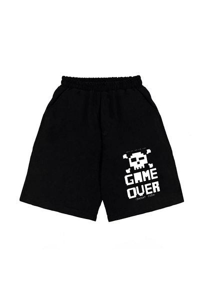 Gofeel Game Over Μοτίβο Μαύρο Χρώμα Unisex Βαμβακερό σορτς