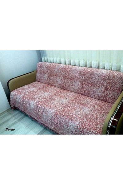 Mandaş Cotton Non-Slip Marbled Sofa-Couch Bed Cover 170x220 - Claret Red