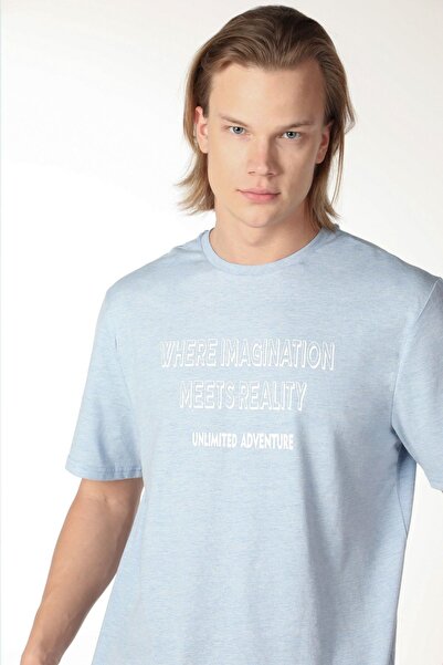 defys Чоловіча велосипедна сорочка з коротким рукавом, прямий крій, з принтом, синя меланж