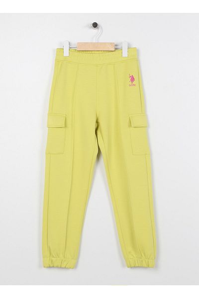 U.S. Polo Assn. بنطال رياضي بناتي أخضر - بنطال بأرجل مطاطية