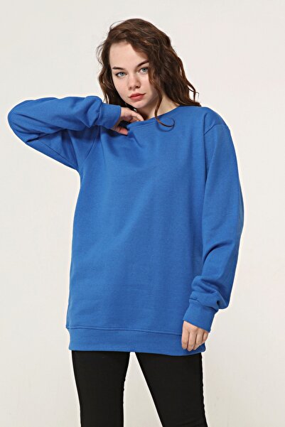 Moda Işık البلوز الأزرق طاقم الرقبة للجنسين عادي