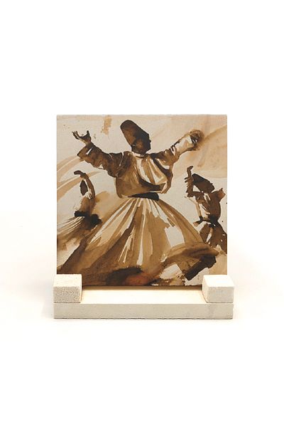 Sadrazam Natural Stone Desktop - Whirling Dervish Printed, 10x10 Krt-76