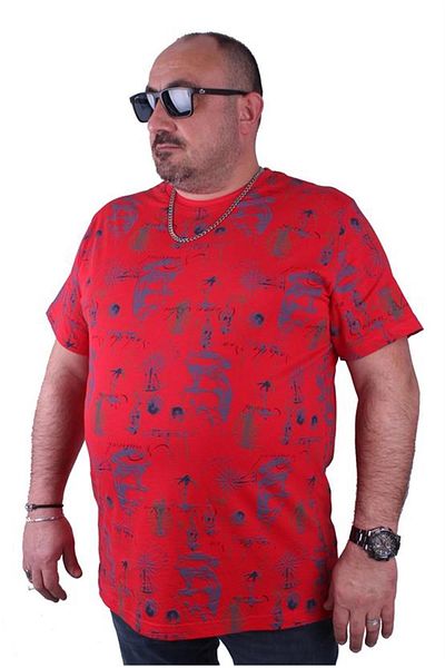 Starbattal Plus Size Crew Neck T-Shirt Compass Holiday 23151 Red