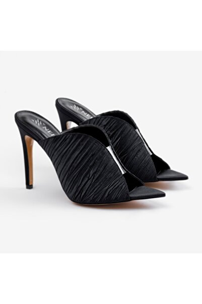 Nervia Glitter| Heeled Black Women's Sandals