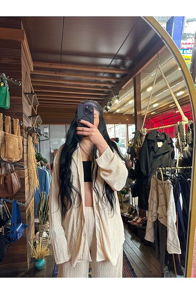 Rabury Butik طقم جاكيت وبنطلون باللون البيج