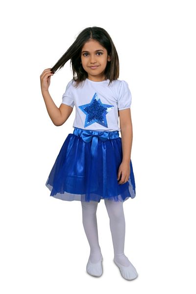 ALKANO Tricou model Blue Star pentru fete, fustă tutu albastră