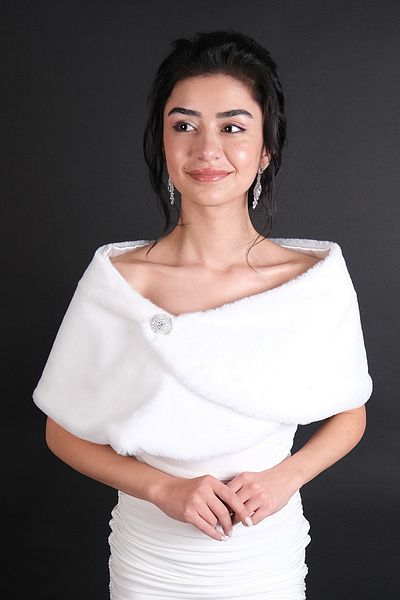 Limelia Blană de mireasă moale albă simplă Bolero Etol Blan