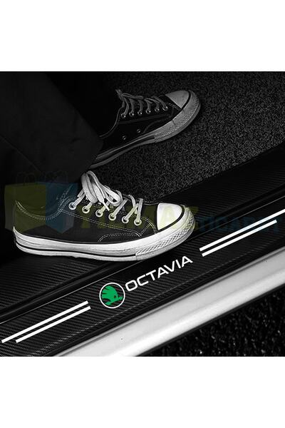 yılmazetic Skoda Octavia Logo Karbon Kapı Eşiği Koruma Araba Etiket Oto Stick...