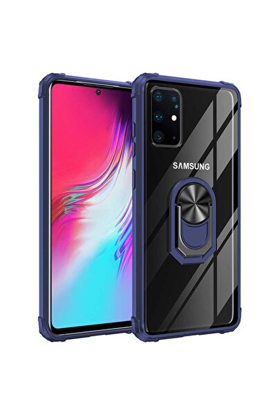 ZM STORE Samsung Galaxy S20 Plus Kılıf Kenarları Tam Koruma Şeffaf Yüzük Stan...