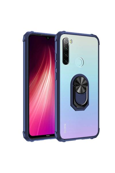 ZM STORE غلاف هاتف Xiaomi Redmi Note 8 ذو حواف حماية كاملة وغطاء شفاف بحامل حلقي