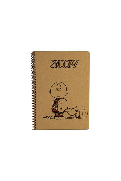 Mynote My Note Snoopy & Charlie Brown Patterned Kraft A4 100 Sheets Checked