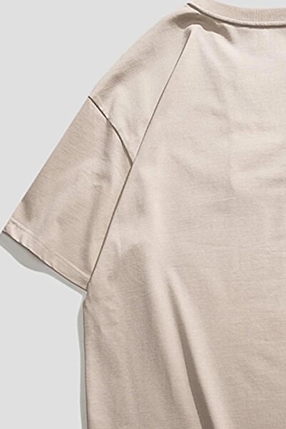 MODAGEN Unisex Beige Mon Day Printed Oversize T-shirt