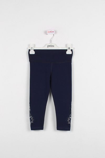 incity Girl's Lace Detailed Navy Blue Tights