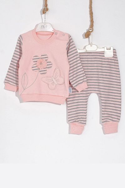 Babydonat Butterfly Flower Embroidered Cotton 2-Piece Baby Girl Set