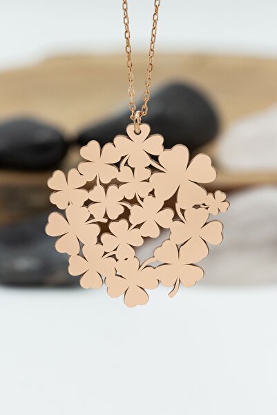 Dkmn Silver Dört Yapraklı Yoncalar Kolye Kadın Gümüş Kolye