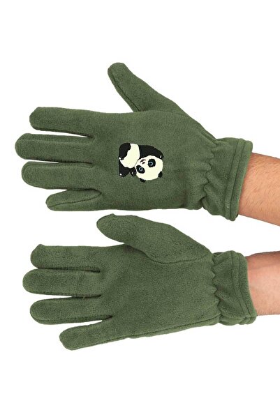herotasarım Χειμερινά Panda Printed Long Fleece Gloves - BLL3841