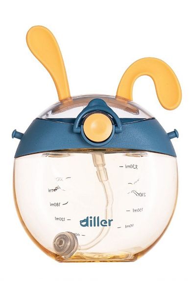 DILLER 330 Ml Unbreakable Tritan Rabbit Shaped Navy Blue Children's Water Bottle with Hanger