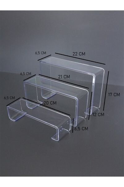 Acar Raf Ayakkabı Teşhir Standı 3'lü Merdiven Set Kademeli Pleksi Şeffaf