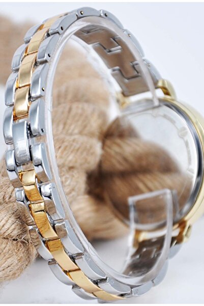 Exception Gold & Gümüş Renk Kordon Çiçek Desenli Şık Sade Tasarım Genç Kız Kadın Kol Saati Sta-026