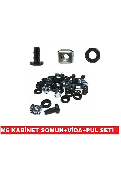 CEKSAN Kabinet Somunu Rack Kabin-server Kafes Somun+siyah Vida+siyah Pul 12 Adet