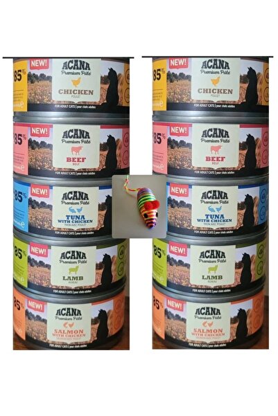 Acana 10 Adet Karışık Kedi Konserve Mama, 1 Adet Hediye Sesli Fare Oyuncak