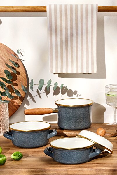 Emsan Rustik Midi 4 Parça Tencere Seti Indigo 12 Cm