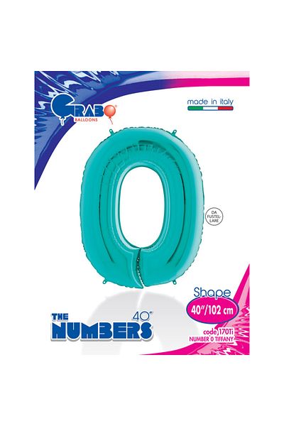 alsepeteavm Tiffany 40" Grabo Numeral Foil Balloon -0-