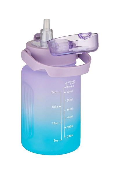 Vagonlife 1000ml Double Color Motivational Flask with Handle and Without Straw Sticker