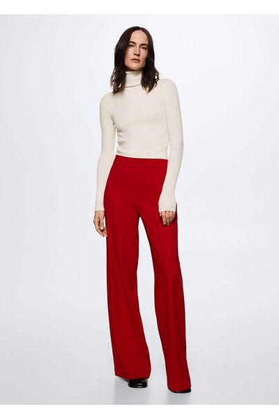 MANGO Woman Pantaloni din material cu picioare late