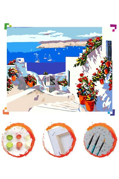 PlusHobby Bodrum Evleri Sayılarla Boyama Seti 40x50cm Tuval Sb82