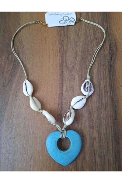 İMREN AKSESUAR قلادة من الحجر الطبيعي والمحار 50 سم