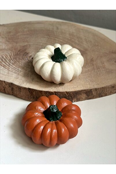 Bautinq Store Balkabağı Dekor 2 'li Kombin Set Beton Kabak Obje Biblo Balkaba...