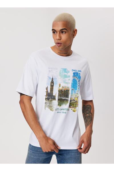 Lee Cooper Crew Neck - Λευκό Ανδρικό T-shirt 232 cm 242007 Soho