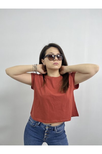 ubmbutik Bisiklet Yaka Tişört Crop